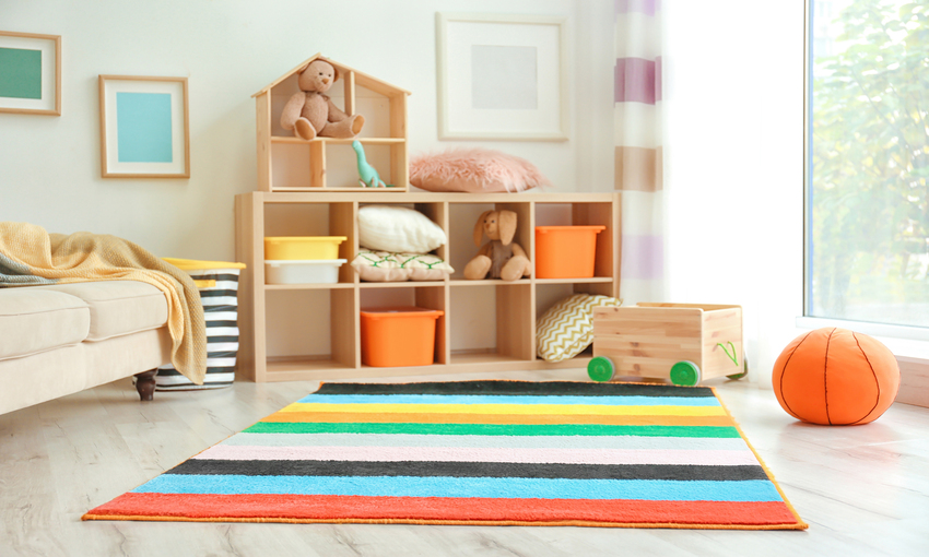 Interior,Of,Child's,Room,With,Colorful,Carpet